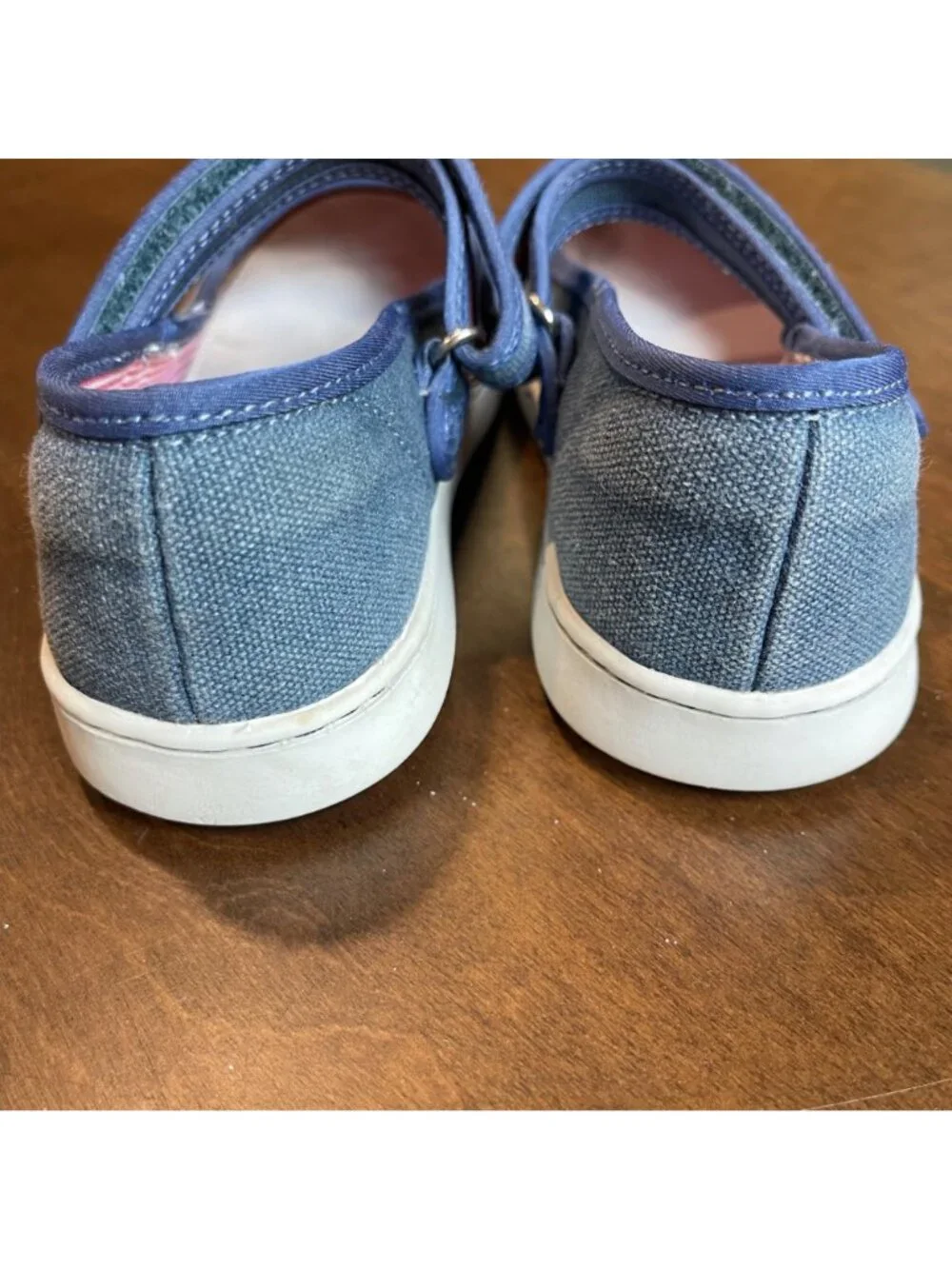 L'amour Jenna Mary‎ Jane Flat Girls Size 13 Chambray Blue Hook and Loop Closure